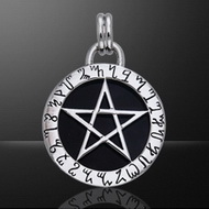 SILVER PENTAGRAM - THEBAN SCRIPT WITH ONYX BACKING